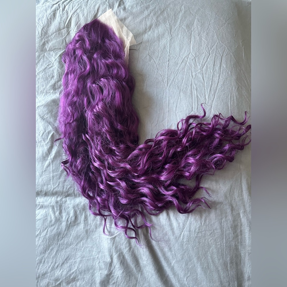 Brand new 26 inch curly deep purple synthetic lace front wig